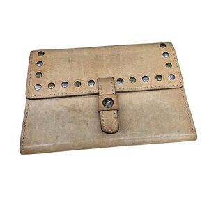 PATRICIA NASH Trifold Wallet Brown Italian Leather Studded Card Holder